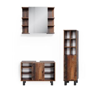 wohnli-moebel-suche-M26076068 Wohnli Möbelsuche - Badmöbel-Set 3 Teile mit Midischrank Tür groß Eiche rustikal 60x54cm