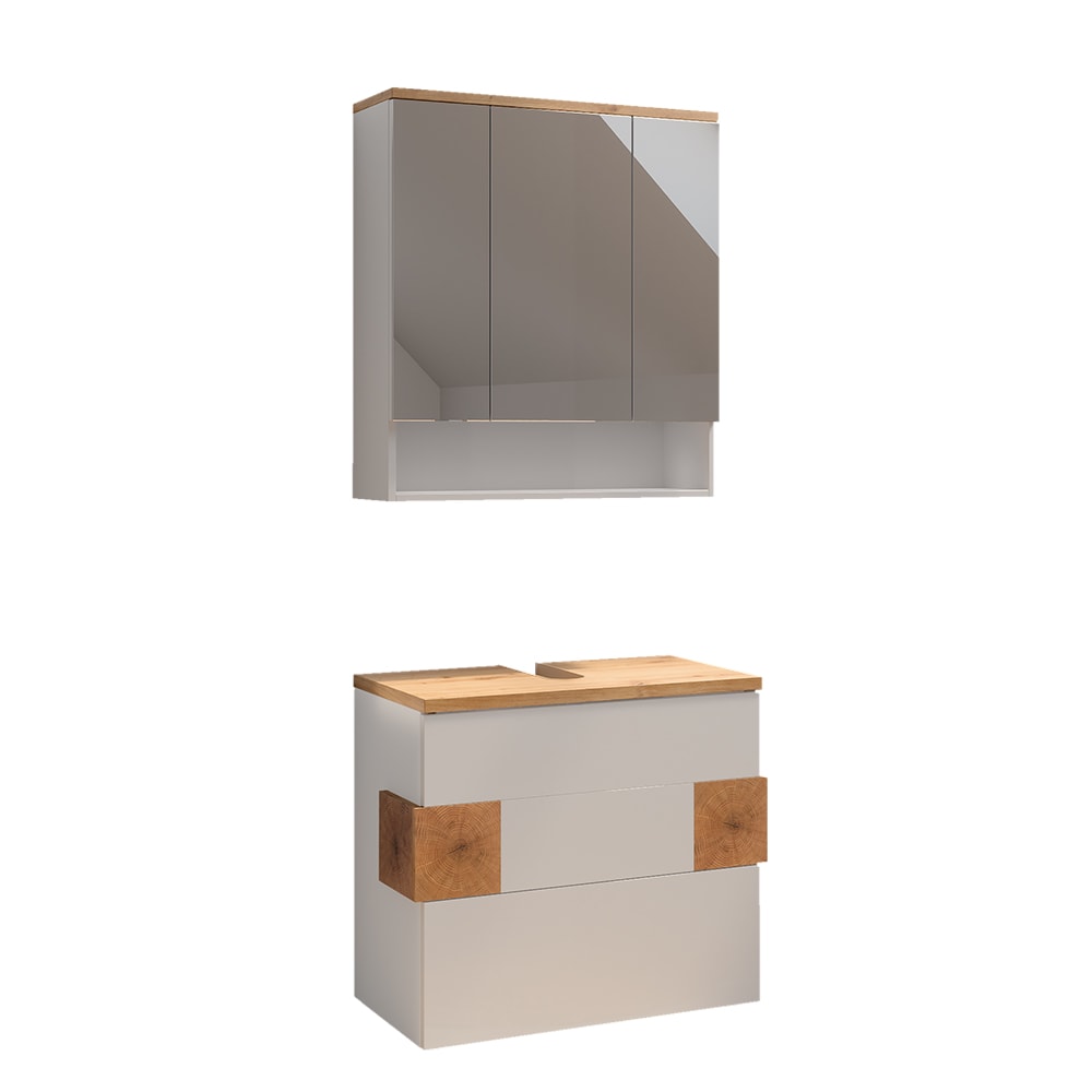 Wohnli Möbelsuche - Badmöbel-Set 2 Teile Weiß 70x64.5cm