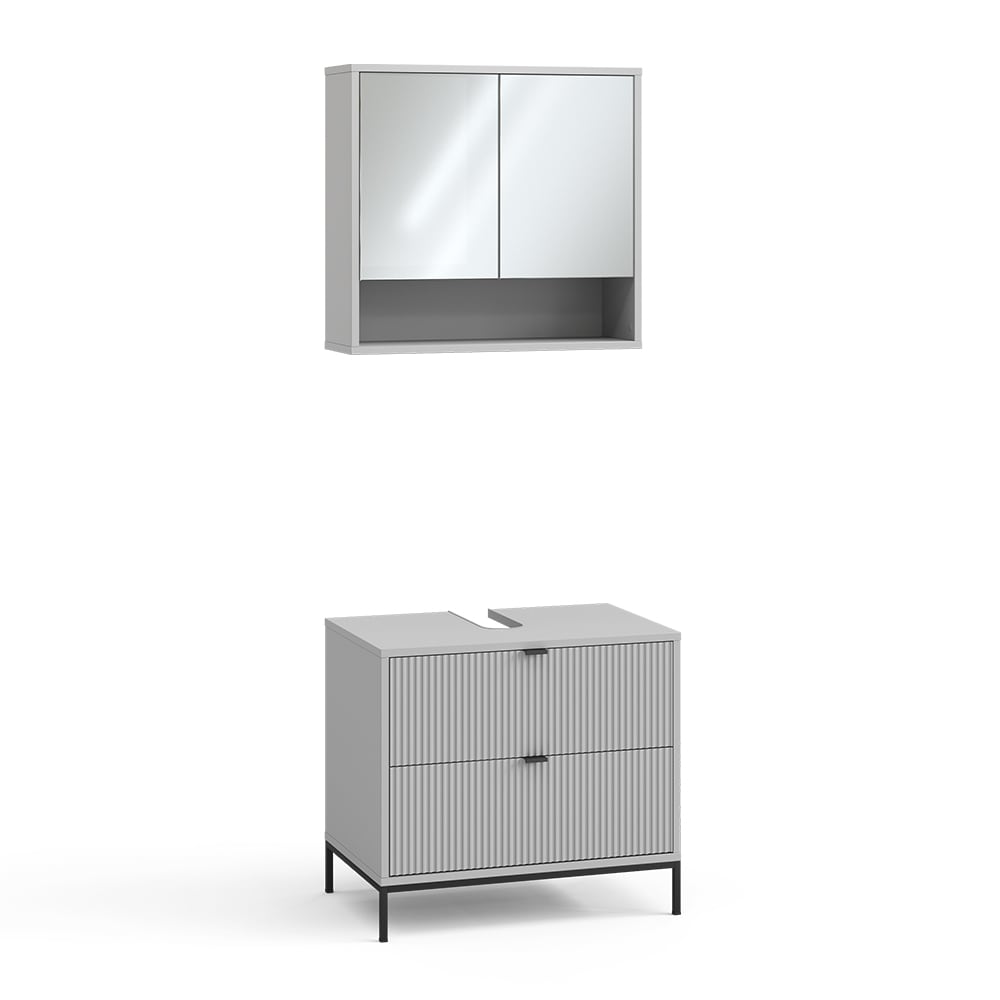 Wohnli Möbelsuche - Badmöbel-Set 2 Teile Grau 70x63cm