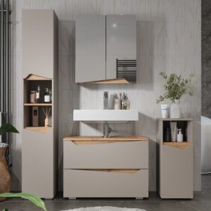 wohnli-moebel-suche-M26076088-1 Badmöbel-Set 4 Teile Greige/Artisan 80x57.5cm 80x58x35cm Spanplatte Grau Vicco Möbel Badezimmermöbel