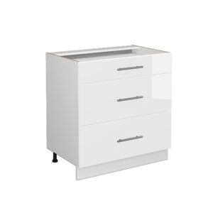 Wohnli Möbelsuche - Badschrank mit 3 Schubladen ohne Arbeitsplatte Weiß Hochglanz 80x82cm