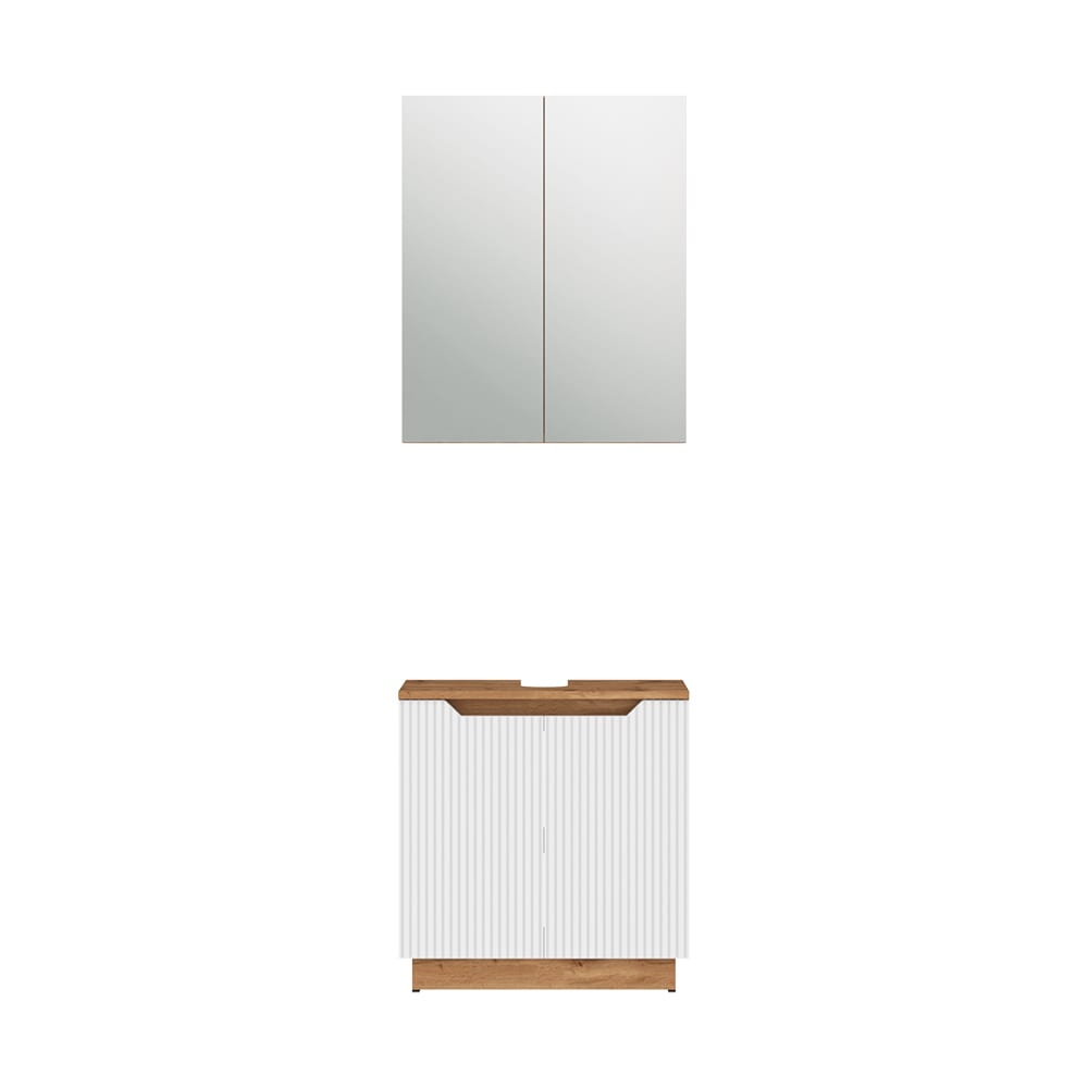 wohnli-moebel-suche-M26076096 Wohnli Möbelsuche - Badmöbel-Set 2 Teile Eiche/weiß gestreift 59.8x62.1cm