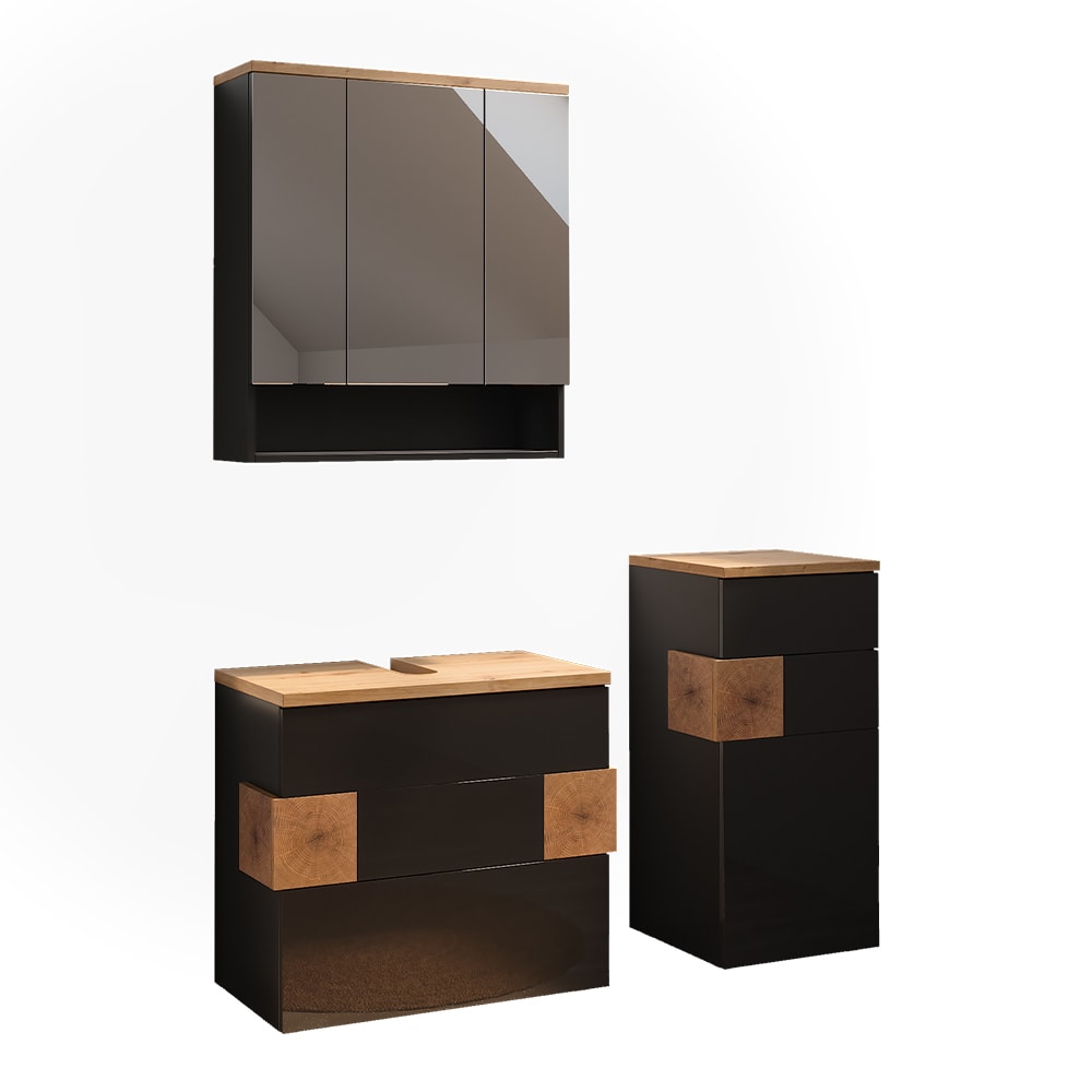 Wohnli Möbelsuche - Badmöbel-Set 3 Teile Anthrazit 70x64.5cm