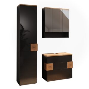 Wohnli Möbelsuche - Badmöbel-Set 3 Teile Anthrazit 70x64.5cm