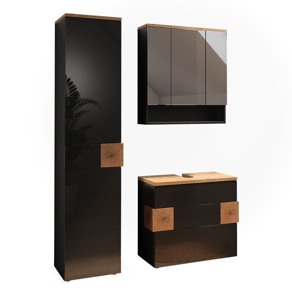 Wohnli Möbelsuche - Badmöbel-Set 3 Teile Anthrazit 70x64.5cm