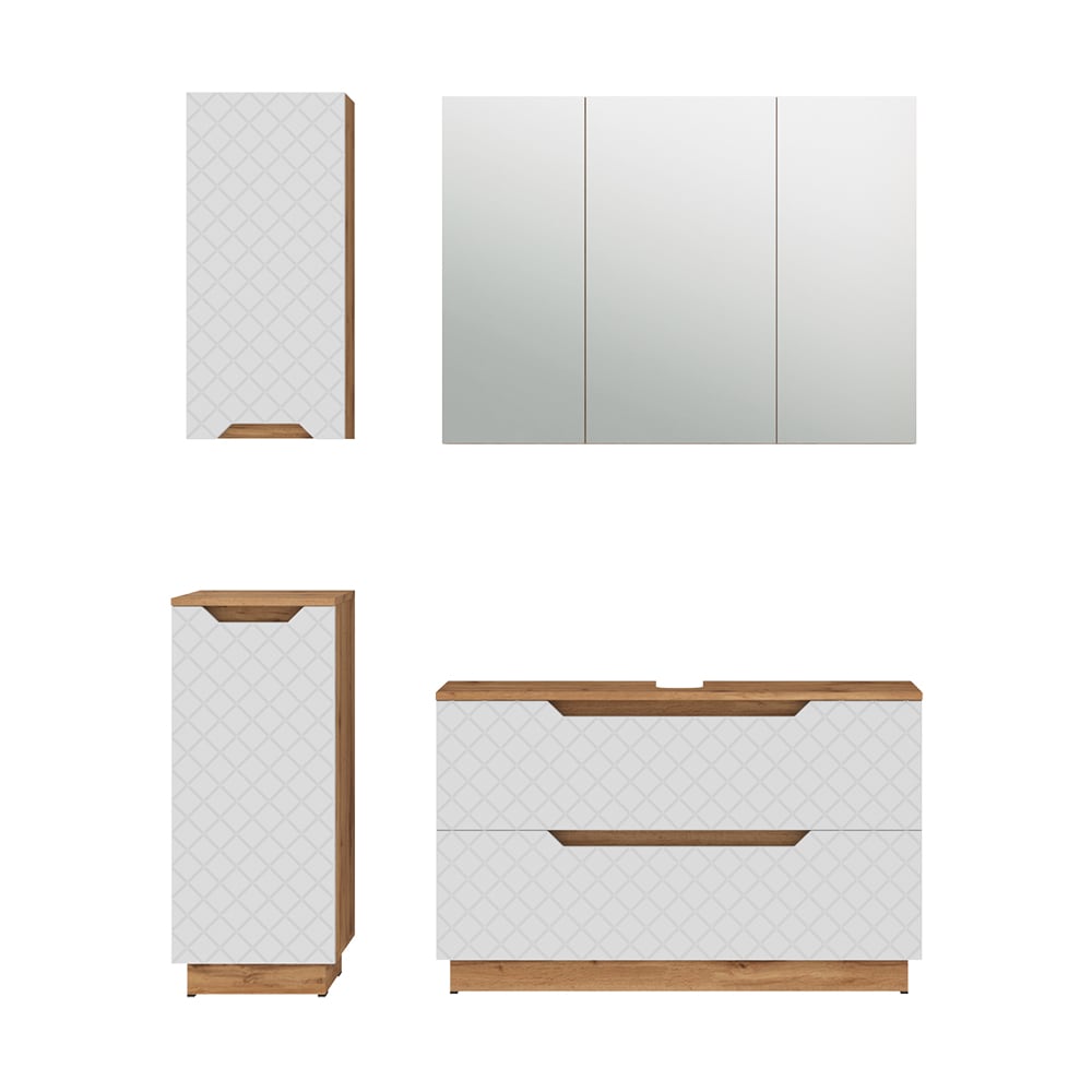 wohnli-moebel-suche-M26076108 Wohnli Möbelsuche - Badmöbel-Set 4 Teile Eiche/Weiß mit Kachelstruktur 99.4x62.5cm