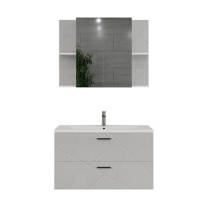 Wohnli Möbelsuche - Badmöbel-Set 3 Teile Weiß Hochglanz 100x57cm