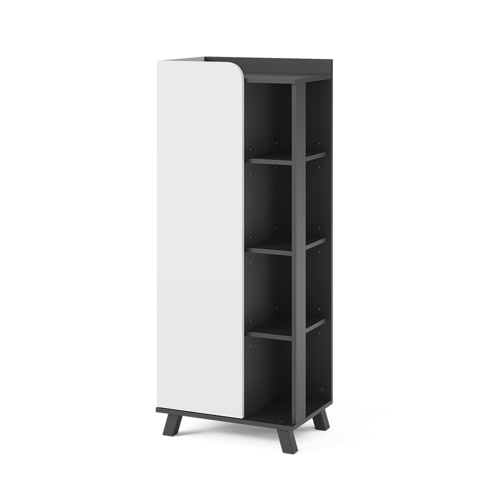wohnli-moebel-suche-M26076121 Wohnli Möbelsuche - Midischrank mit Tür und offenen Fächern Anthrazit 50x128cm