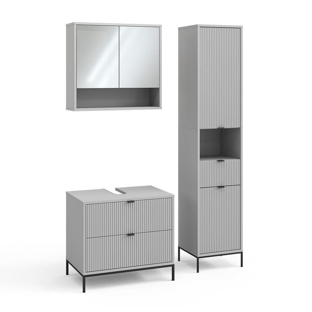 Wohnli Möbelsuche - Badmöbel-Set 3 Teile Grau 70x63cm
