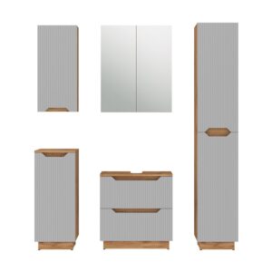 wohnli-moebel-suche-M26076127 Wohnli Möbelsuche - Badmöbel-Set 5 Teile Eiche/grau gestreift 59.8x62.5cm