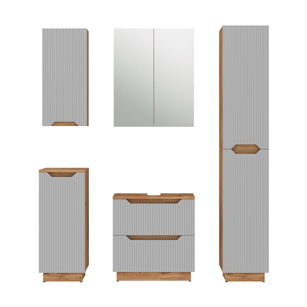 wohnli-moebel-suche-M26076127 Wohnli Möbelsuche - Badmöbel-Set 5 Teile Eiche/grau gestreift 59.8x62.5cm