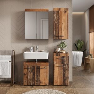 wohnli-moebel-suche-M26076131-1 Badmöbel-Set 4 Teile Oldstyle 60x56cm 60x56x34cm Spanplatte Braun Vicco Möbel Badezimmermöbel