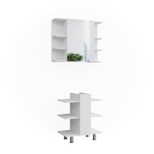 Wohnli Möbelsuche - BadmöbelSet 2 Waschbeckenunterschrank Spiegelschrank Weiß 80x64