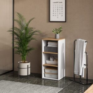 wohnli-moebel-suche-M26076159-1 Midischrank Weiß/Artisan 40.2x88.2cm 41x89x41cm Spanplatte Weiß Vicco Möbel Badezimmermöbel