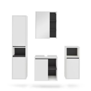 wohnli-moebel-suche-M26076165 Wohnli Möbelsuche - Badmöbel-Set 4 Teile Weiß/Grau 60x60cm