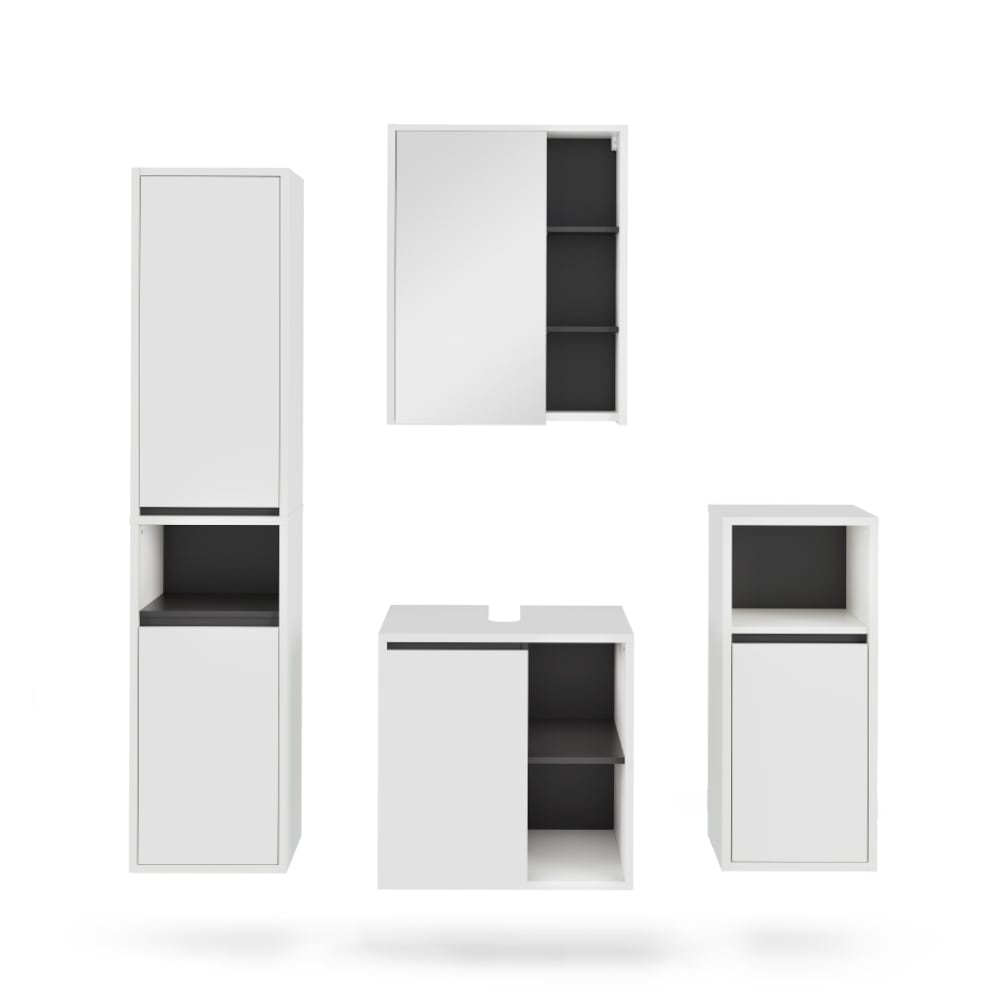 wohnli-moebel-suche-M26076165 Wohnli Möbelsuche - Badmöbel-Set 4 Teile Weiß/Grau 60x60cm