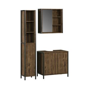 Wohnli Möbelsuche - Badmöbel-Set 3 Teile Eiche/Schwarz 70x65cm
