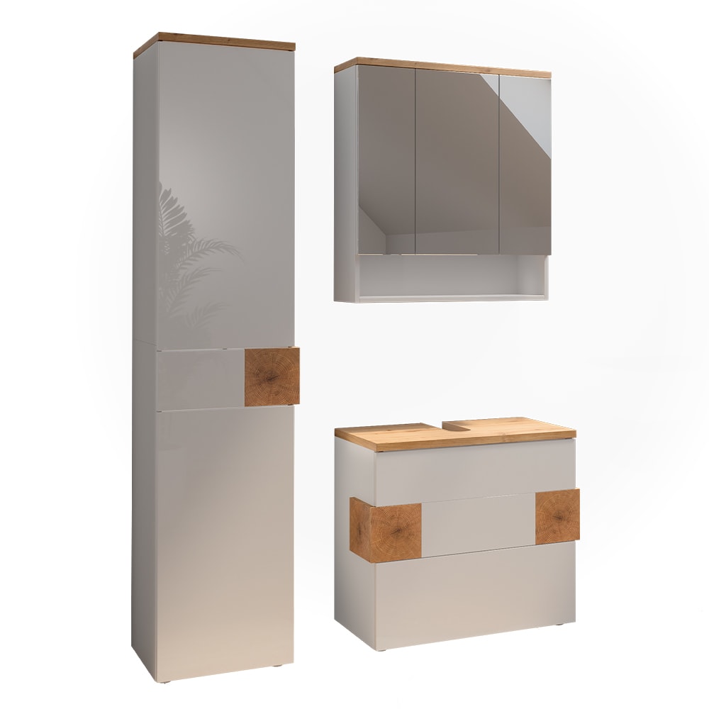 Wohnli Möbelsuche - Badmöbel-Set 3 Teile Weiß 70x64.5cm
