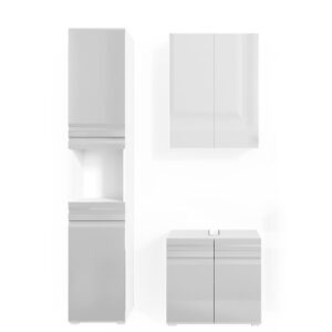 wohnli-moebel-suche-M26076194 Wohnli Möbelsuche - Badmöbel-Set 3 Teile mit Hochschrank Weiß Hochglanz 56x60cm