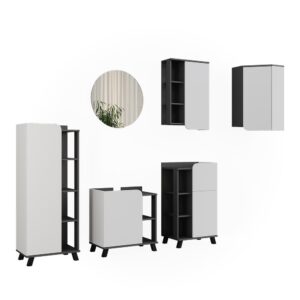 Wohnli Möbelsuche - Badmöbel-Set 5 Teile Anthrazit/Weiß 60x60cm