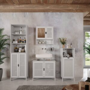 Badmöbel-Set 4 Teile Weiß 68x60cm 68x60x29cm Spanplatte Weiß Vicco Möbel Badezimmermöbel