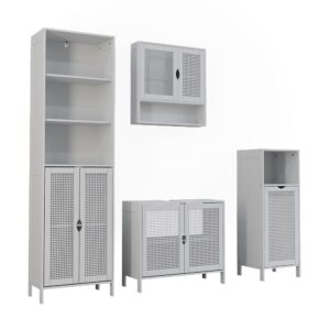 Wohnli Möbelsuche - Badmöbel-Set 4 Teile Weiß 68x60cm