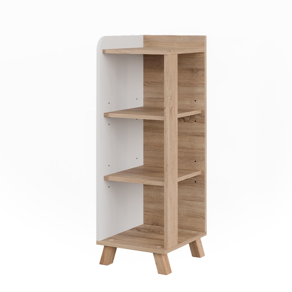 wohnli-moebel-suche-M26076218 Wohnli Möbelsuche - Midischrank mit 4 Ablagen Sonoma/Weiß 30x90cm