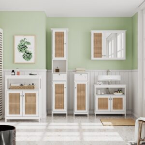 wohnli-moebel-suche-M26076226-1 Badmöbel-Set 5-teilig Weiß 60x60cm 60x60x30cm Spanplatte Weiß Vicco Möbel Badezimmermöbel