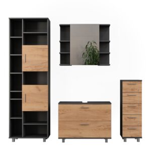wohnli-moebel-suche-M26076231 Wohnli Möbelsuche - Badmöbel-Set 4 Teile mit Hochschrank Goldkraft Eiche 80