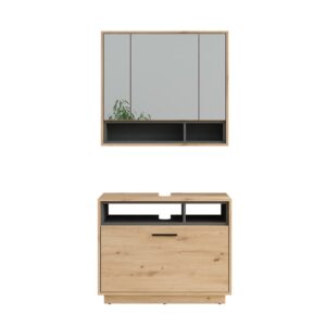 wohnli-moebel-suche-M26076242 Wohnli Möbelsuche - Badmöbel-Set 2 Teile Artisan Eiche/Anthrazit 80x72cm