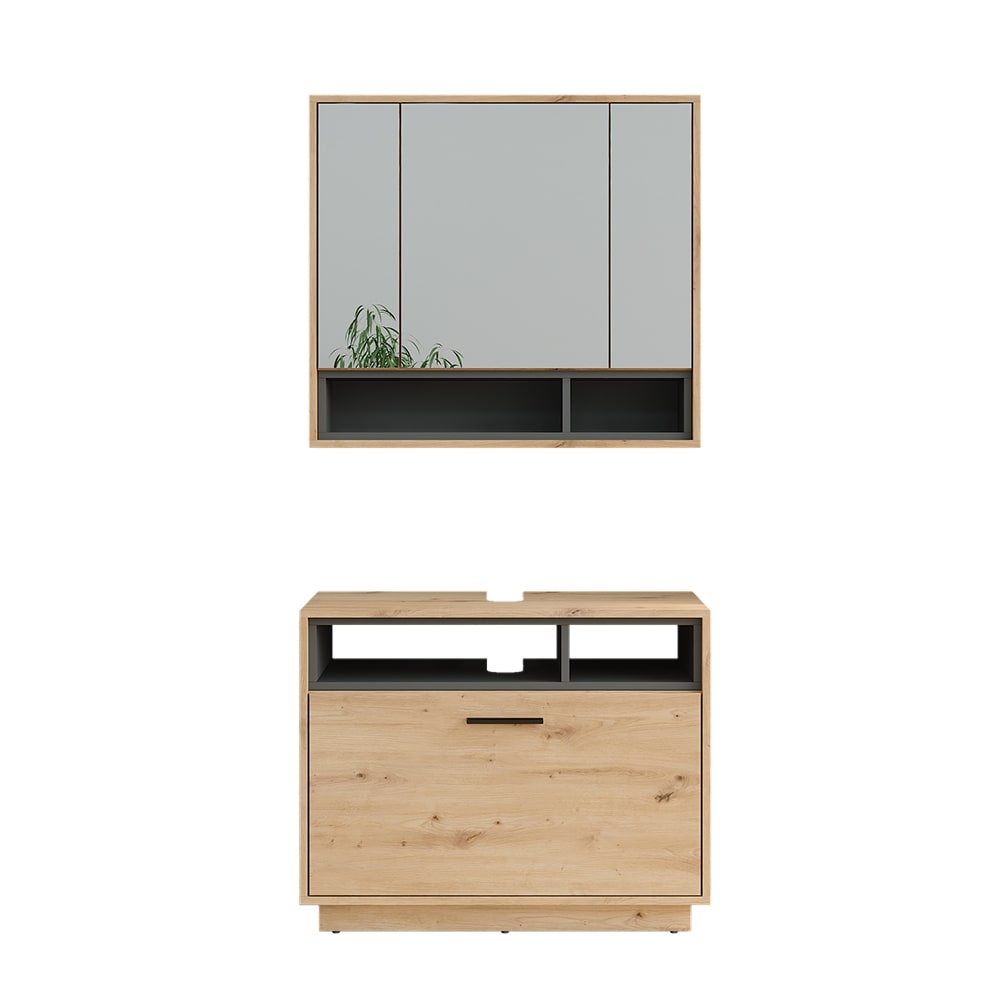 wohnli-moebel-suche-M26076242 Wohnli Möbelsuche - Badmöbel-Set 2 Teile Artisan Eiche/Anthrazit 80x72cm