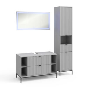 Wohnli Möbelsuche - Badmöbel-Set 3 Teile Grau 100x63cm