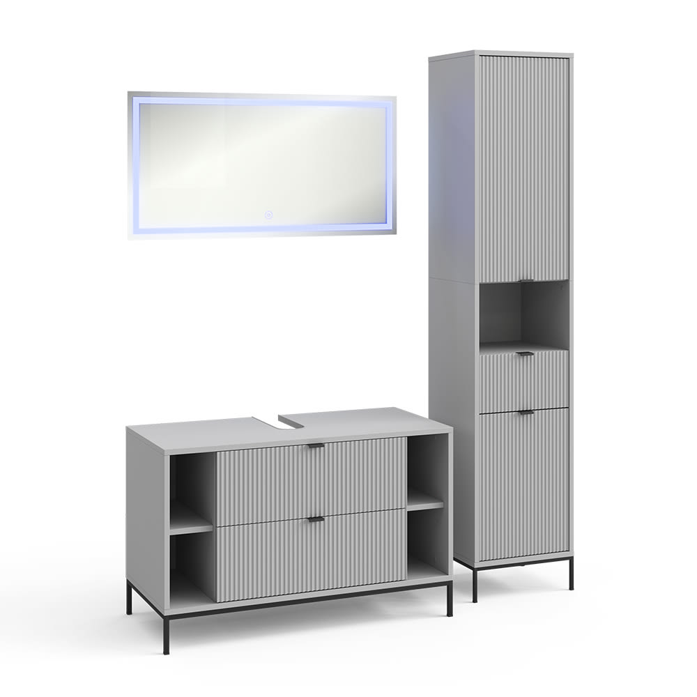 Wohnli Möbelsuche - Badmöbel-Set 3 Teile Grau 100x63cm