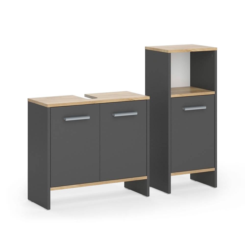 wohnli-moebel-suche-M26076251 Wohnli Möbelsuche - Badezimmermöbel-Set 2 Teile Anthrazit/Goldkraft Eiche 97.6x82.6cm