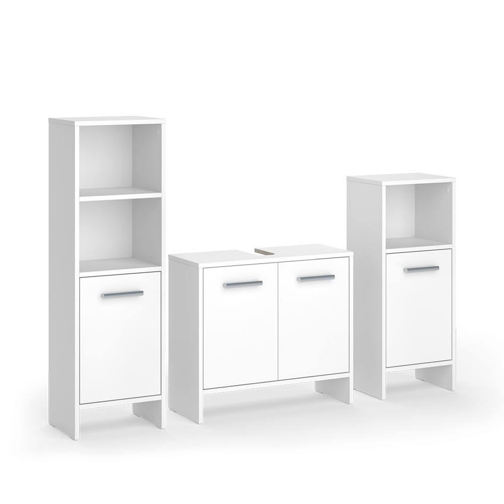 Wohnli Möbelsuche - Badmöbel-Set 3-teilig Weiß 63.8x57cm