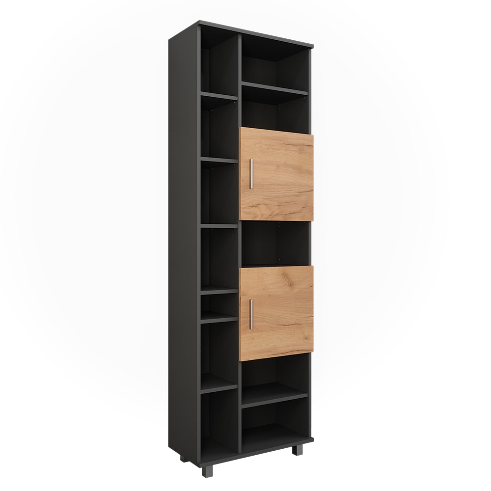 wohnli-moebel-suche-M26076280 Wohnli Möbelsuche - Hochschrank Anthrazit/Goldkraft Eiche 60.2x190cm