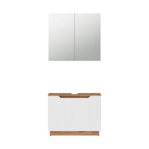wohnli-moebel-suche-M26076282 Wohnli Möbelsuche - Badmöbel-Set 2 Teile Eiche/weiß gestreift 79.6x62.1cm
