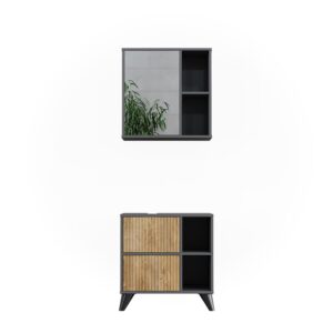 wohnli-moebel-suche-M26076283 Wohnli Möbelsuche - Badmöbel-Set 2 Teile Anthrazit/Bergeiche 60x62cm