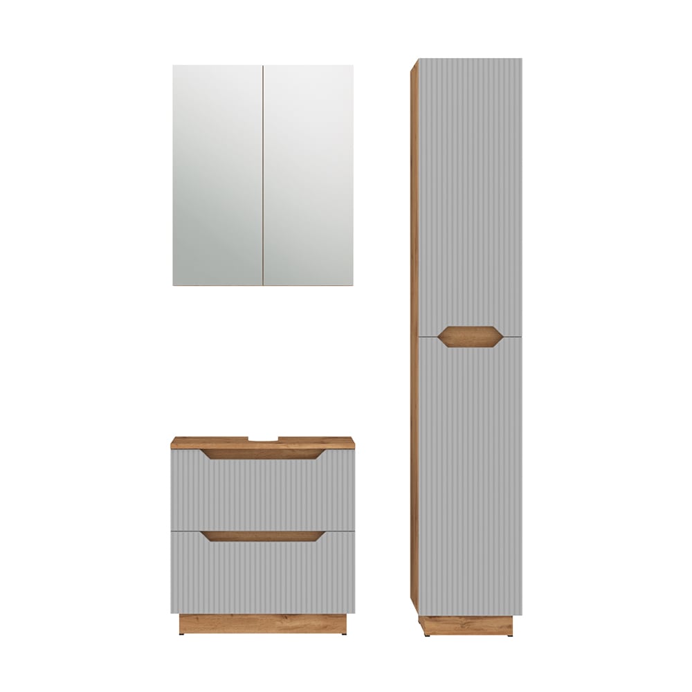wohnli-moebel-suche-M26076285 Wohnli Möbelsuche - Badmöbel-Set 3 Teile Eiche/grau gestreift 59.8x62.5cm