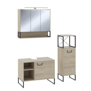 Wohnli Möbelsuche - Badmöbel-Set 3 Teile Eiche 80x71.5cm