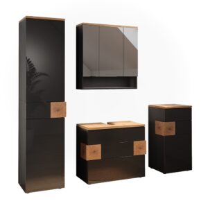 Wohnli Möbelsuche - Badmöbel-Set 4 Teile Anthrazit 70x64.5cm