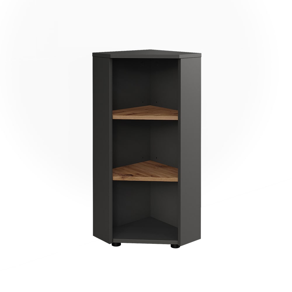 wohnli-moebel-suche-M26076291 Wohnli Möbelsuche - Eckmidischrank 3 Ablagefächer Anthrazit/Goldkraft Eiche 33x81cm