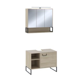 wohnli-moebel-suche-M26076293 Wohnli Möbelsuche - Badmöbel-Set 2 Teile Eiche/Schwarz 80x60cm