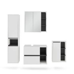 wohnli-moebel-suche-M26076294 Wohnli Möbelsuche - Badmöbel-Set 4 Teile Weiß/Grau 80x60cm