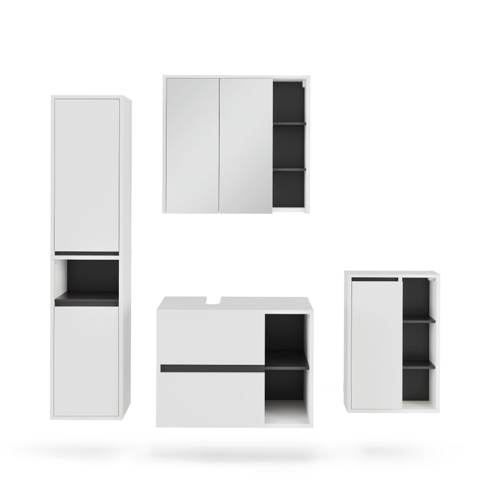 wohnli-moebel-suche-M26076294 Wohnli Möbelsuche - Badmöbel-Set 4 Teile Weiß/Grau 80x60cm