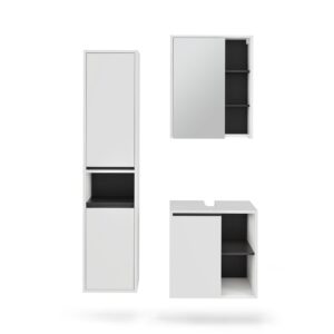 Wohnli Möbelsuche - Badmöbel-Set 3 Teile Weiß/Grau 60x60cm