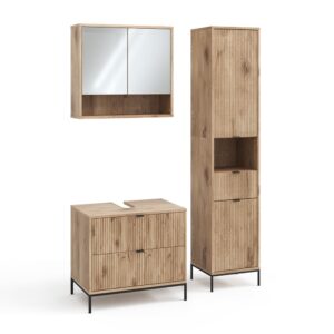 Wohnli Möbelsuche - Badmöbel-Set 3 Teile Viking Oak 70x63cm