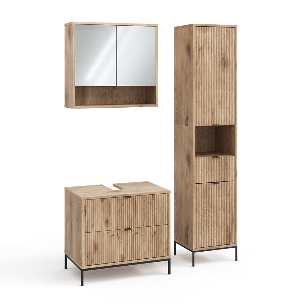 Wohnli Möbelsuche - Badmöbel-Set 3 Teile Viking Oak 70x63cm