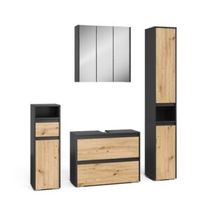 wohnli-moebel-suche-M26076319 Wohnli Möbelsuche - Badmöbel-Set 4 Teile Anthrazit/Artisan 30.2x96.3cm