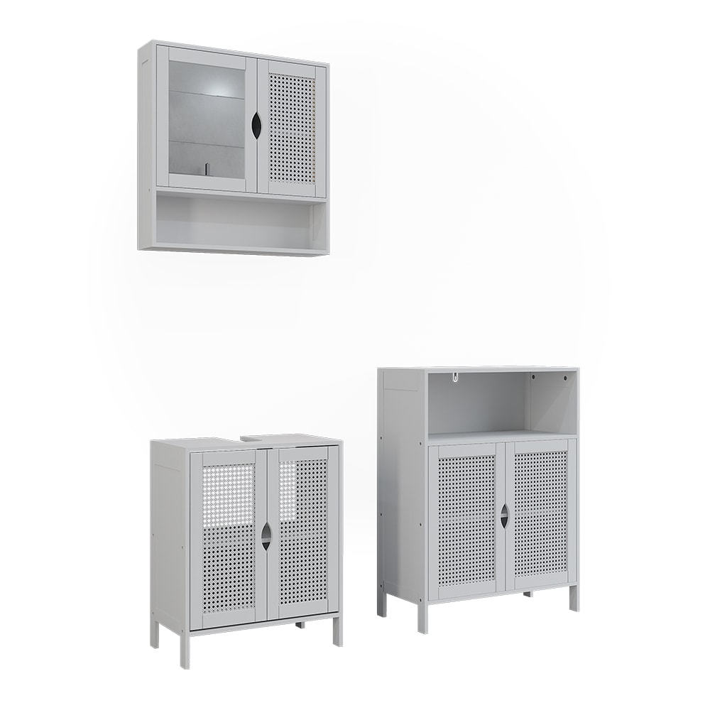 Wohnli Möbelsuche - Badmöbel-Set 3 Teile Weiß 48x60cm